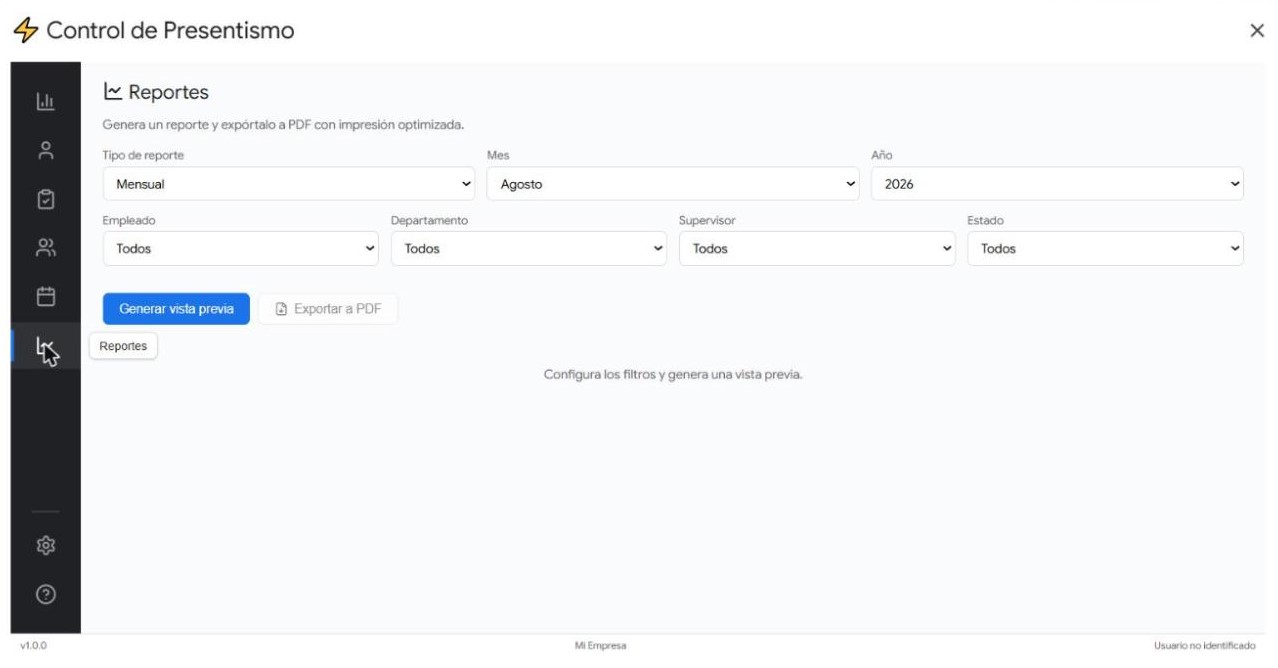 Reportes de asistencia con filtros por período